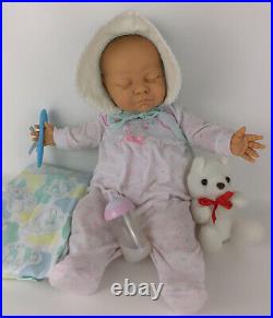 Vintage Berjusa Doll Sleeping Newborn Baby Vinyl Cloth Body 21 Spain 1984 80's