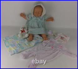 Vintage Berjusa Doll Sleeping Newborn Baby Vinyl Cloth Body 21 Spain 1984 80's