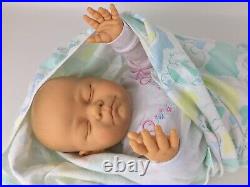 Vintage Berjusa Doll Sleeping Newborn Baby Vinyl Cloth Body 21 Spain 1984 80's