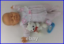 Vintage Berjusa Doll Sleeping Newborn Baby Vinyl Cloth Body 21 Spain 1984 80's