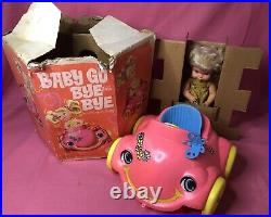 Vintage Mattel 1969 Baby Go Bye Bye Doll withBumpety Buggy Car Works With Box