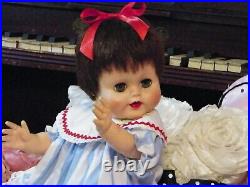 Vinyl 1950's Baby Doll 20 Dark Brown Hair Large Green Eyes 3 Piece Outfit CUTIE