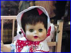 Vinyl 1950's Baby Doll 20 Dark Brown Hair Large Green Eyes 3 Piece Outfit CUTIE