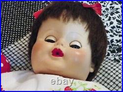 Vinyl 1950's Baby Doll 20 Dark Brown Hair Large Green Eyes 3 Piece Outfit CUTIE