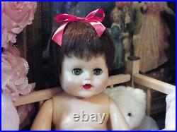 Vinyl 1950's Baby Doll 20 Dark Brown Hair Large Green Eyes 3 Piece Outfit CUTIE