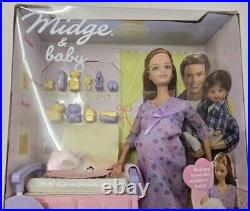 Vtg Barbie Doll 2002 Happy Family Pregnant Midge & Baby Set Up Mattel 56663 MIB