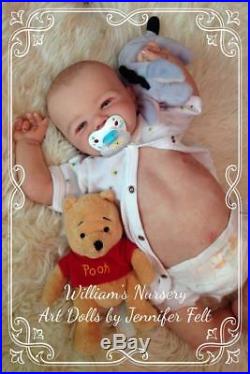 WILLIAMS NURSERY Reborn Baby Doll James by Sandy Faber BOY! Belly! Painted Hair