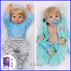 Waterproof Reborn Baby Twin Dolls Lifelike Toddler Boys Full Body Vinyl Silicone