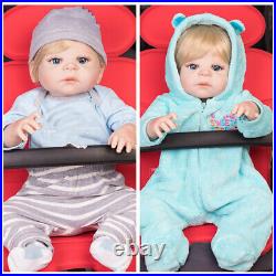 Waterproof Reborn Newborn Twins Lifelike Baby Doll Full Body Vinyl Silicone Doll