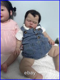 Weighted 25inch Pickle Assembled Reborn Baby Dolls Boy Girl Hand-Rooted Hair Toy