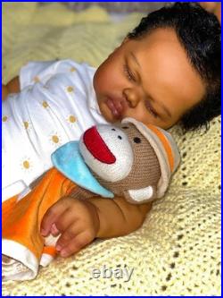 Weighted Reborn Dolls 24in Toddler Dark Skin Rooted Hair Lifelike Boy Girl Gift