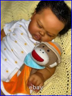 Weighted Reborn Dolls 24in Toddler Dark Skin Rooted Hair Lifelike Boy Girl Gift