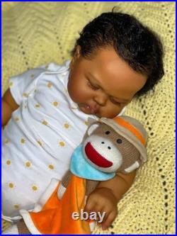 Weighted Reborn Dolls 24in Toddler Dark Skin Rooted Hair Lifelike Boy Girl Gift