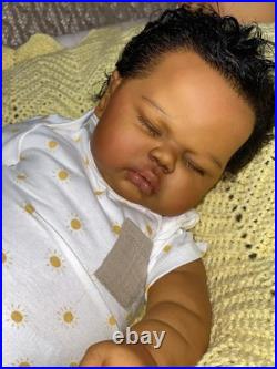 Weighted Reborn Dolls 24in Toddler Dark Skin Rooted Hair Lifelike Boy Girl Gift