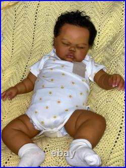Weighted Reborn Dolls 24in Toddler Dark Skin Rooted Hair Lifelike Boy Girl Gift