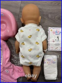 Zapf Creations BABY BORN Doll Vinyl Drink Wet Open Eyes Pacifier 17 90's Cute